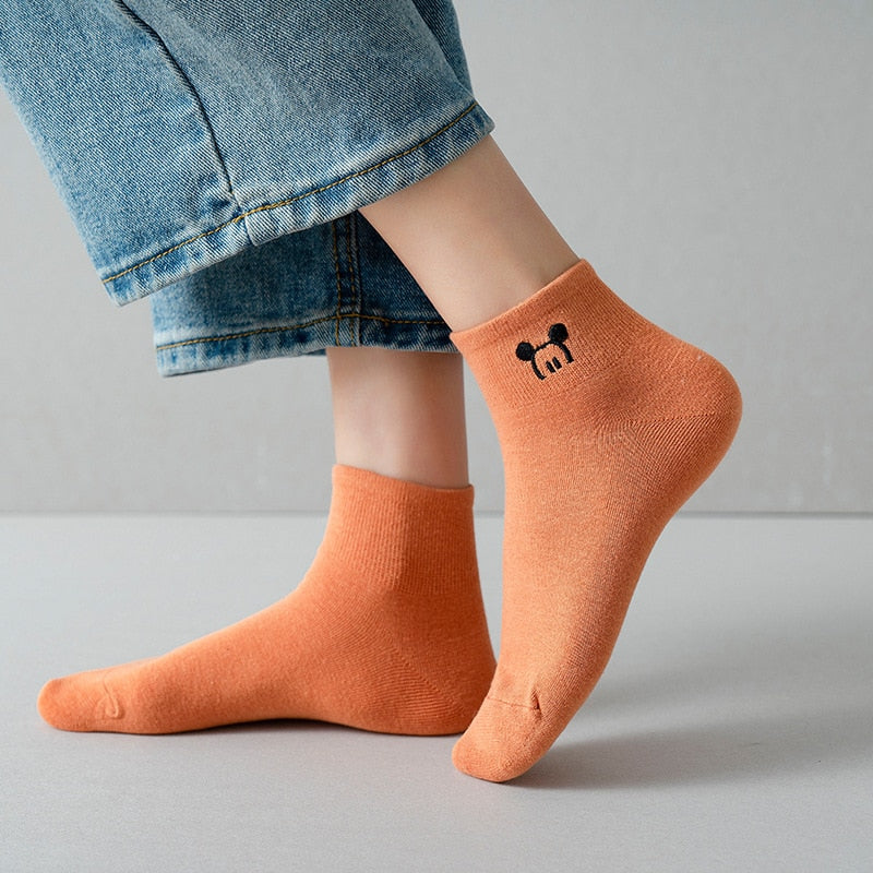 Disney embroidered women's crew socks